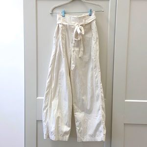 White paper bag pants